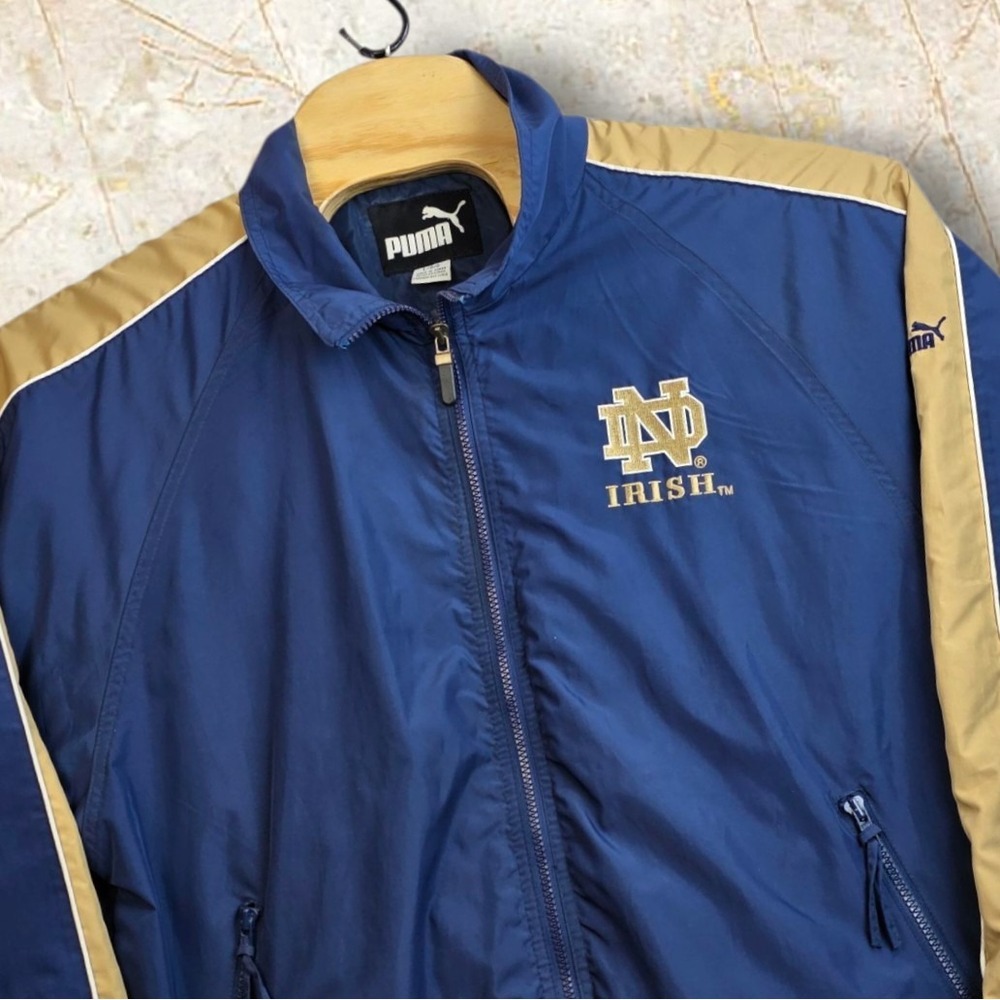 Vintage Notre‎ Dame Fighting Irish Puma Full Zip Jacket Size Large College NCAA